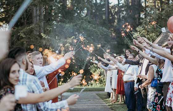 sparklers line up for guests